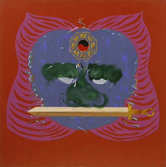 夏阳《狮子啣剑之三》153×153cm 压克力 1993
