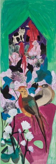 王濛莎 《花镜》172 × 60cm 纸本设色 2017 王濛莎 《花镜》172 × 60cm 纸本设色 2017