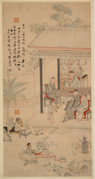 《同堂悟对图》 133x68cm 纸本设色 1867 大观文化馆藏
《同堂悟对图》 133x68cm 纸本设色 1867 大观文化馆藏