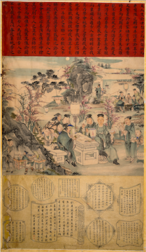 《薛家春宴图》 145x84cm 纸本设色 清晚期,大观文化馆藏。
画幅上有题赞,下有薛剑侯弟侄亲戚们所作题跋
《薛家春宴图》 145x84cm 纸本设色 清晚期,大观文化馆藏。
画幅上有题赞,下有薛剑侯弟侄亲戚们所作题跋