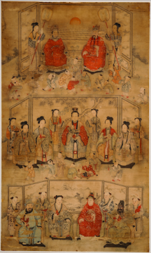 《遐龄多子图》 126x76cm 纸本设色 清中晚期 大观文化馆藏.
《遐龄多子图》 126x76cm 纸本设色 清中晚期 大观文化馆藏.