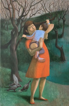 《林中母子》 60x90cm 木板坦培拉 2020
《林中母子》 60x90cm 木板坦培拉 2020