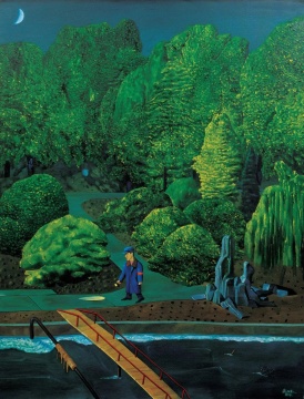 《河边风景》 150×110cm 布面油画 1998
《河边风景》 150×110cm 布面油画 1998
