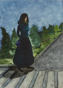 《过马路》54×39cm 纸本水彩 2013
《过马路》54×39cm 纸本水彩 2013