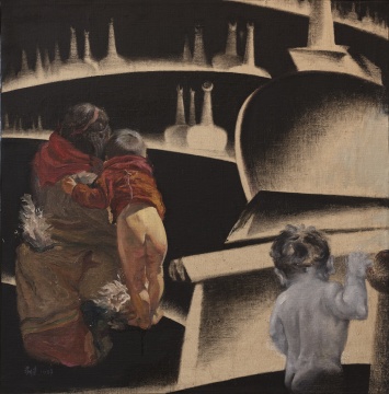 李新建《灵童归来》 78×78cm 布面油画 1987
李新建《灵童归来》 78×78cm 布面油画 1987