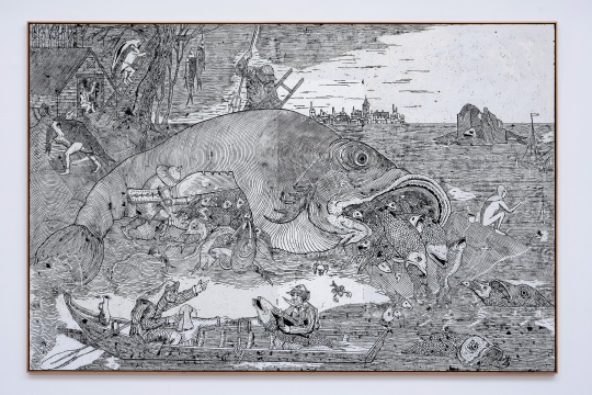 《后勃鲁盖尔大鱼》 338 x 224cm 布面蜡彩油画 2019
摄影:雷坛坛©林冠艺术基金会
《后勃鲁盖尔大鱼》 338 x 224cm 布面蜡彩油画 2019
摄影:雷坛坛©林冠艺术基金会