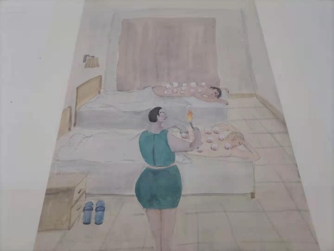 曹应斌 《拔火罐》25×38cm 纸上水彩 2015 曹应斌 《拔火罐》25×38cm 纸上水彩 2015