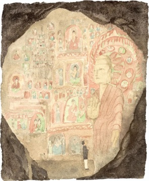 曹应斌 《云冈石窟的北魏佛像》 21×30cm 纸上水彩 2017
曹应斌 《云冈石窟的北魏佛像》 21×30cm 纸上水彩 2017
