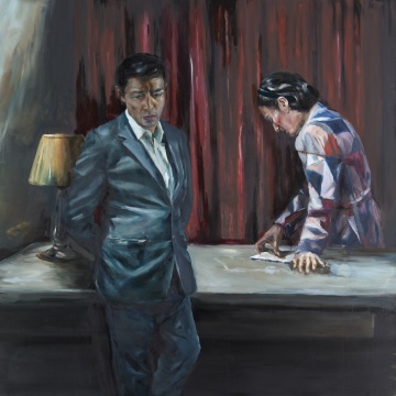 陈晗 《倾述》 160×160cm布面油画 2020
陈晗 《倾述》 160×160cm布面油画 2020