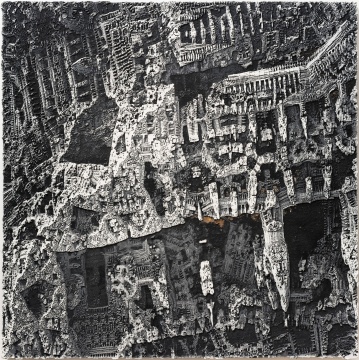 《无题-170》 200x200cm 木板、丙烯、综合材料 2019
《无题-170》 200x200cm 木板、丙烯、综合材料 2019