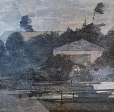 黄震军《海边劲风》 50×50cm 矿物颜料箔
黄震军《海边劲风》 50×50cm 矿物颜料箔
