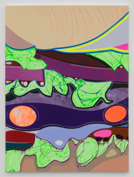 高露迪《汉堡切面》270×200 cm 布面丙烯，水彩，油彩 2020，图片由艺术家和空白空间提供
