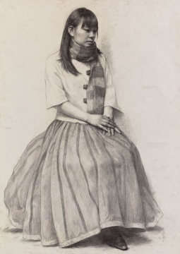 徐紫迪 《女青年全身像》 77×107cm 纸本铅笔 2008年 指导教师:王少伦
徐紫迪 《女青年全身像》 77×107cm 纸本铅笔 2008年 指导教师:王少伦