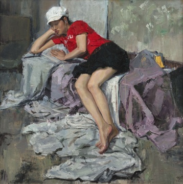 魏琦 《女青年全身像》 120×120cm 布面油画 2007年 指导教师:李荣林 魏琦 《女青年全身像》 120×120cm 布面油画 2007年 指导教师:李荣林