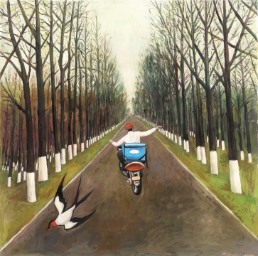 秦琦 《燕子》 78cm×79cm 纸本油画 2021
秦琦 《燕子》 78cm×79cm 纸本油画 2021