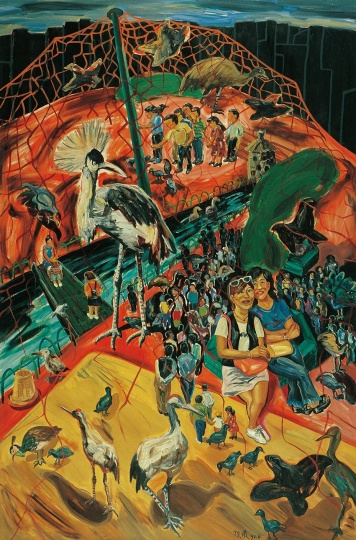 《百鸟园》 300×200cm 布面油画 1997
