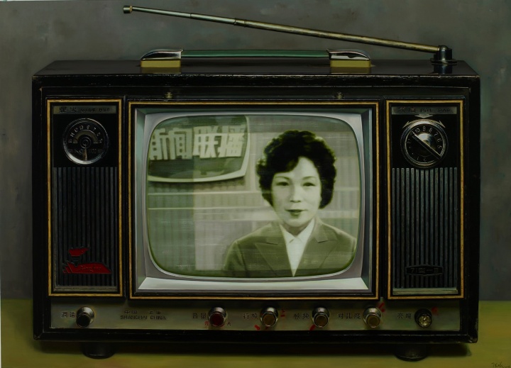 《中国记忆-新闻联播首播》130×180cm 布面油画 2008
