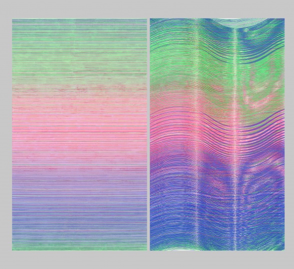 杨冕 《RGB -视觉暂留那一刻之二》190×110cm 布面丙烯 2021
