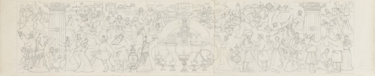 梁运清《吉祥如意(人民大会堂西藏厅壁画设计稿)》37×170cm 铅笔、图画纸 1982年3月-6月
中央美术学院美术馆藏
梁运清《吉祥如意(人民大会堂西藏厅壁画设计稿)》37×170cm 铅笔、图画纸 1982年3月-6月
中央美术学院美术馆藏