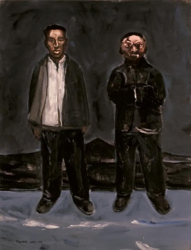 《两个男人》 布面油画  30×100cm 2002-2003