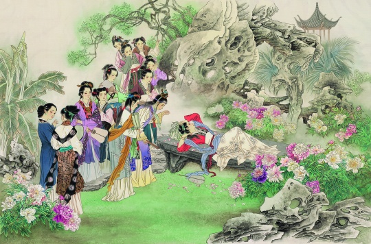 萧玉田《湘云眠芍》 69cm×102cm 绢本设色 2019年
萧玉田《湘云眠芍》 69cm×102cm 绢本设色 2019年