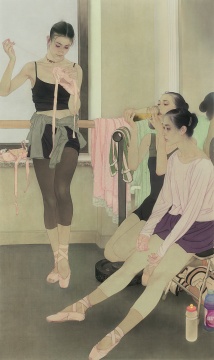 何家英《舞之憩》绢本设色 114x192cm 2006年
何家英《舞之憩》绢本设色 114x192cm 2006年