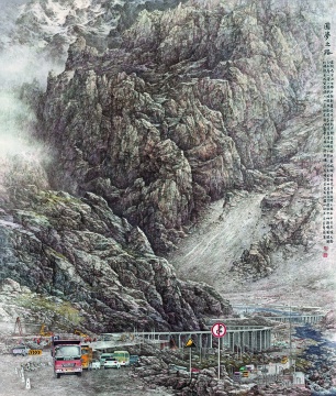 张策《圆梦之路》 208cm×1176cm 纸本设色 2019 年
张策《圆梦之路》 208cm×1176cm 纸本设色 2019 年