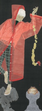 王墉 《戏蟾》 160×60cm 绢本设色
王墉 《戏蟾》 160×60cm 绢本设色