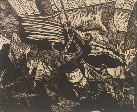 《扬帆》 36×44cm 木刻 1973
《扬帆》 36×44cm 木刻 1973