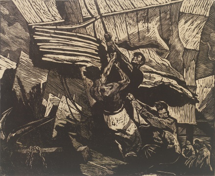 《扬帆》 36×44cm 木刻 1973
