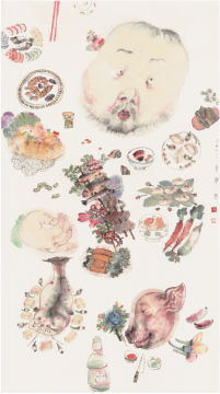 李津《足食者》180×97cm 纸本设色 2006
李津《足食者》180×97cm 纸本设色 2006