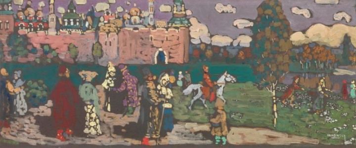 康丁斯基《古俄罗斯》23×54.7cm 纸板坦培拉 1904
