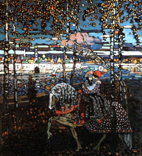 康丁斯基《马上情侣》55×50.5cm 布面油画 1906
