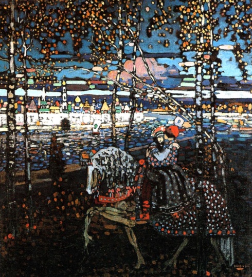 康丁斯基《马上情侣》55×50.5cm 布面油画 1906
康丁斯基《马上情侣》55×50.5cm 布面油画 1906