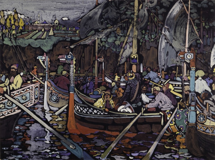 康定斯基《歌》49×66cm 光面纸板蛋彩 1906,1981年由妮娜·康定斯基女士遗赠,蓬皮杜中心,巴黎,法国国家现代艺术博物馆—工业设计中心
康定斯基《歌》49×66cm 光面纸板蛋彩 1906,1981年由妮娜·康定斯基女士遗赠,蓬皮杜中心,巴黎,法国国家现代艺术博物馆—工业设计中心
