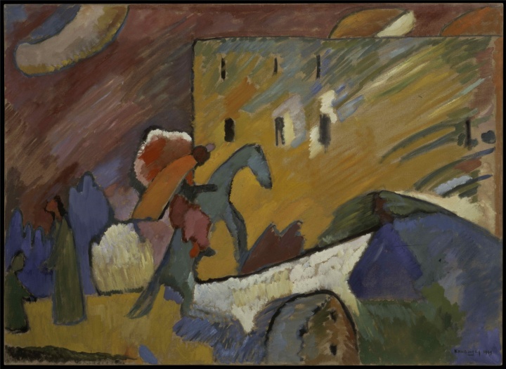 康定斯基《即兴III》94×130cm 布面油画 1909,1976年由尼娜·康定斯基女士捐赠,蓬皮杜中心,巴黎,法国国家现代艺术博物馆-工业设计中心
康定斯基《即兴III》94×130cm 布面油画 1909,1976年由尼娜·康定斯基女士捐赠,蓬皮杜中心,巴黎,法国国家现代艺术博物馆-工业设计中心