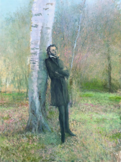 何多苓《俄罗斯森林(黄金时代)普希金·自由》200×150cm 布面油画 2017,图片由艺术家工作室提供
何多苓《俄罗斯森林(黄金时代)普希金·自由》200×150cm 布面油画 2017,图片由艺术家工作室提供