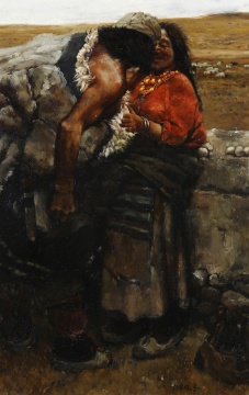 陈丹青 《西藏组画 · 牧羊人》   78.6×52.3cm 板上油画 1980
