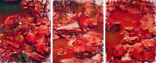 周春芽《红石图》（三联）150×120cm×3 布面 油画 1994
估价：RMB 2700万-3700万元

