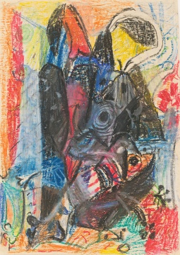 《无题175》 39.4x27.8cm 纸本蜡彩 约1950年 《无题175》 39.4x27.8cm 纸本蜡彩 约1950年