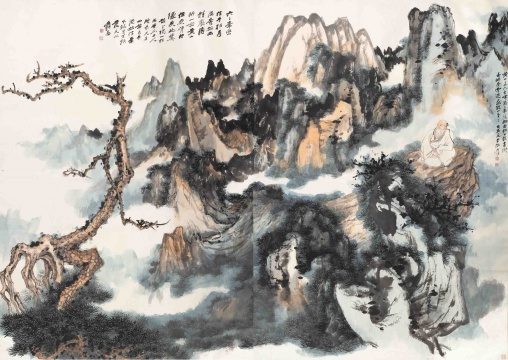 张大千 《黄山奇松通景》207.5×148.5cm×2 立轴 设色纸本 1962
