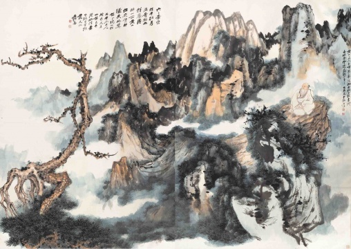 张大千 《黄山奇松通景》207.5×148.5cm×2 立轴 设色纸本 1962
