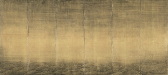 《山海图之海》62×32cm×6屏 日本古董金箔绢屏风 水墨 2018
《山海图之海》62×32cm×6屏 日本古董金箔绢屏风 水墨 2018
