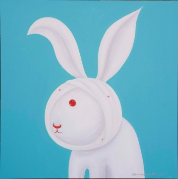 沈敬东《受伤的兔子》 100X100cm 套布面油画 2021