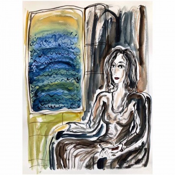 《Joan Didion 在加州房间》 纸上水彩 2020 《Joan Didion 在加州房间》 纸上水彩 2020