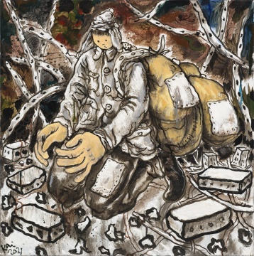 李继开 《跪着的人》60×60cm 布面丙烯 2021
李继开 《跪着的人》60×60cm 布面丙烯 2021
