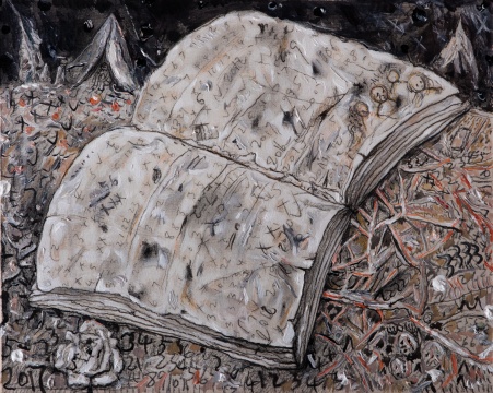 李继开 《书》 50×40cm 布面丙烯 2017
李继开 《书》 50×40cm 布面丙烯 2017