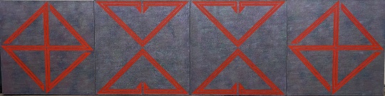 《朱砂》 145×145cm （单联尺寸，共4联）布面矿物质颜色 2020
