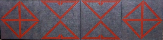 《朱砂》 145×145cm (单联尺寸,共4联)布面矿物质颜色 2020
《朱砂》 145×145cm (单联尺寸,共4联)布面矿物质颜色 2020