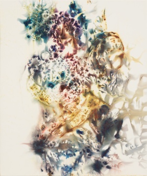 蔡国强《乌菲齐研究:花神第三号》183×152.5cm 火药、画布 2018,赵小意摄,蔡工作室提供
蔡国强《乌菲齐研究:花神第三号》183×152.5cm 火药、画布 2018,赵小意摄,蔡工作室提供